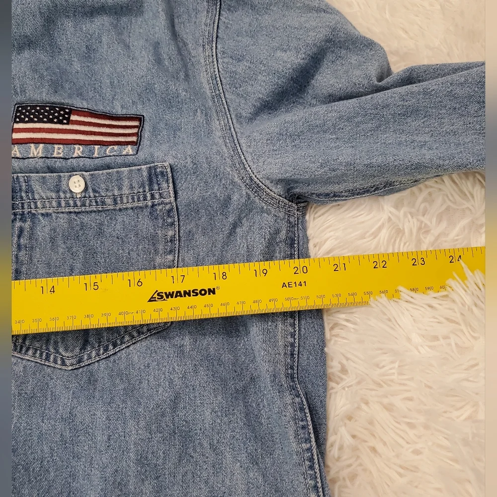 Vintage Camp David America Button Down Denim Shirt L - Picture 6 of 8